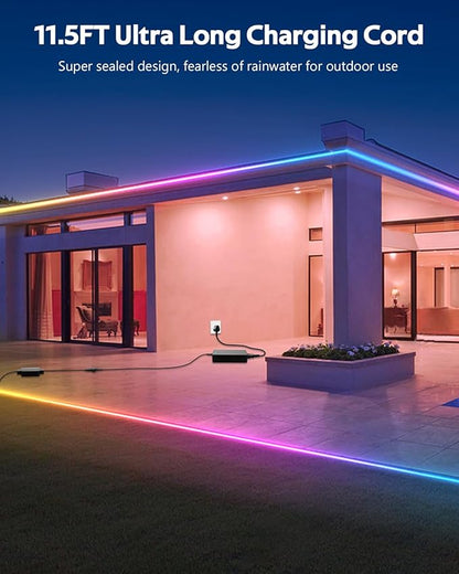 ALITOVE Permanent Outdoor LED Strip Lights 100FT Waterproof 24V RGB IC LED Strip Lights Addressable LED Rope Lights IP67 Music Sync with Remote APP Control for Wall Patio Eave Garden Pool Party Decor