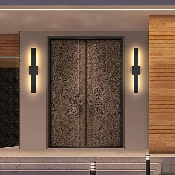 Aluminum Modern LED Wall sconces, 24.4 inch Matte Black Waterproof Wall Lights with 28W LED Light Source for Indoor, Outdoor, Living Room, Bedroom, Garage, Porch, Hallway