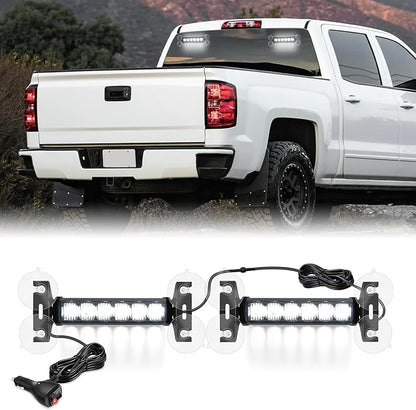 Nilight 12LED Emergency Strobe Traffic Advisor Light Bar 2 in 1 White Dash Warning Safety Flashing Lights Front/Rear Windshield Construction Lights for Trucks Cars Plow Police Firefighter Vehicles