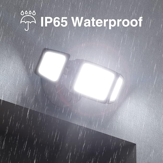 Onforu 80W LED Dusk to Dawn Flood Lights, 8000LM Brown Exterior Security Outdoor Lighting,IP65 Waterproof Outdoor 3 Adjustable Heads Photocell Light Fixture,6500K Floodlight for Garage,Patio,Yard