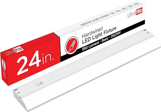 UltraPro 24 inch Hardwired Under Cabinet Lights, On/Off Only, 2700K Warm White, Under Cabinet Lighting, Under Counter Lights for Kitchen 44112