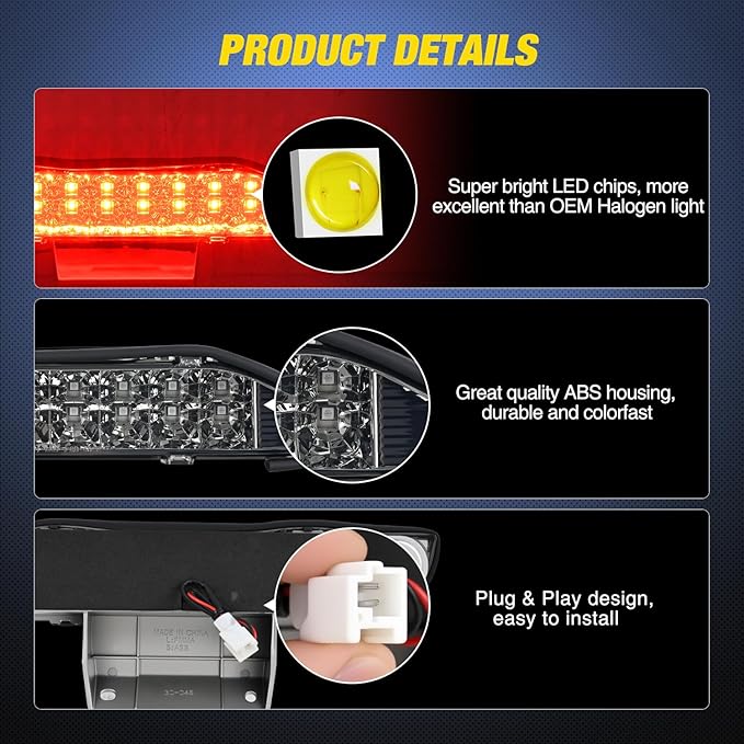 Nilight Third Brake Light Tail High Mount 3rd Stop Lights Smoked Lens Compatible with Nissan Xterra 2000 2001 2002 2003 2004 Van SUV Rear Center Cab Lamp
