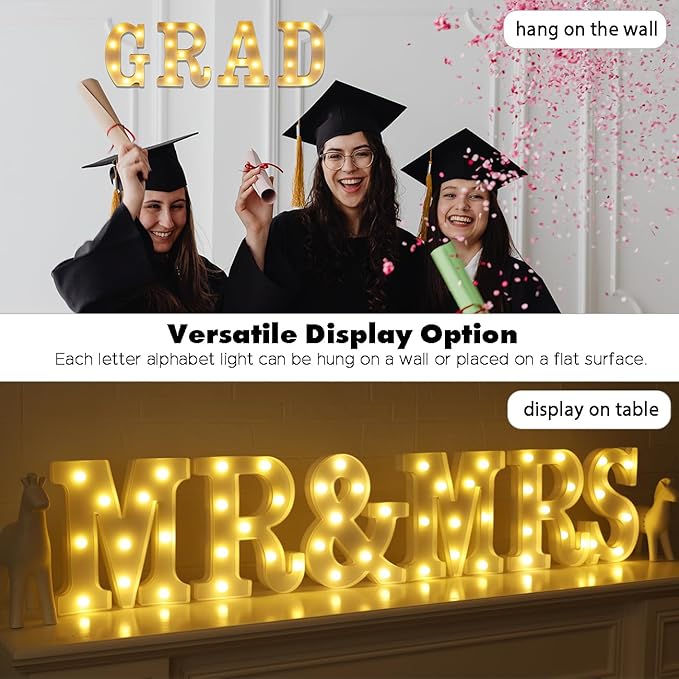 Small Led Marquee Letters, Light Up Letters, 8.58 Inch Led Letter Lights, Battery Powered Lighted Sign for Table, Party, Birthday, Christmas Decor (Letter R)