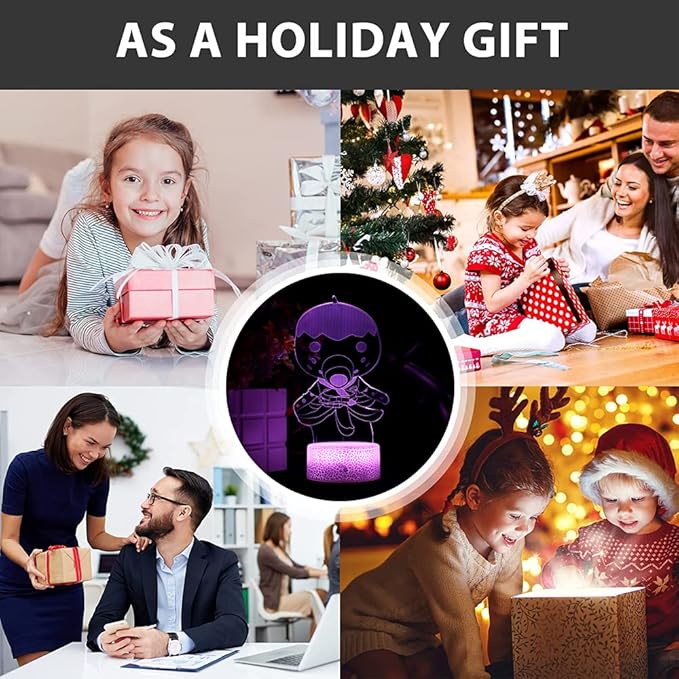 3D Night Light, 16 Color Changing Cartoon USB Desk Lamp Illusion Lighting with Remote Control for Home Decor Gift for Kids. (Zucker)