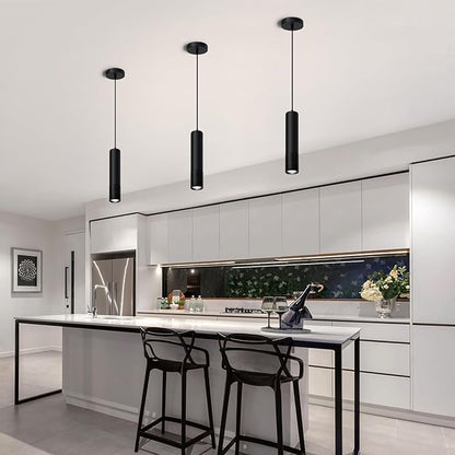 OKELI Black Pendant Light,LED Modern Pendant Lights Fixtures,3 Color Pendant Lighting for Kitchen Island, Bar,15W,2700K-6000K,ETL