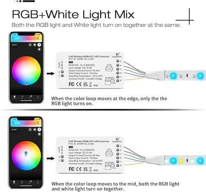 GLEDOPTO ZigBee 3.0 LED Strip Controller RGB+CCT Mix Dimmable Compatible with SmartThings Amazon Echo Plus App/Voice Control for RGB Warm White Cold White LED Strip Light (Require ZigBee Hub)