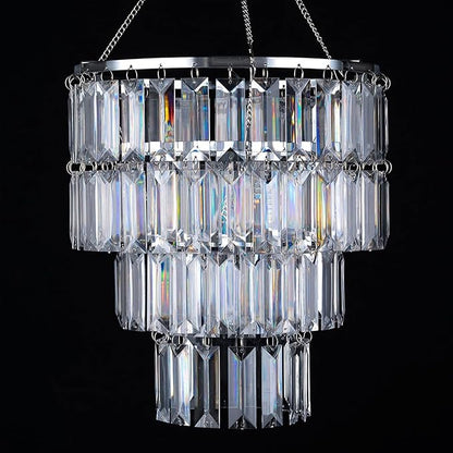 Modern Chandelier Shade, Faux Chandeliers Light Fixture Pendant Ceiling Lampshade for Girls Bedroom, W9.84 X H11 (Chrome)