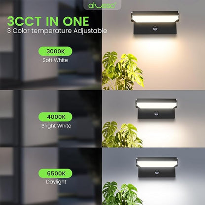 ALUSSO® 20W/40W/55W LED Outdoor Motion Sensor Wall Light, 3000K/4000K/6500K Aluminum Exterior Lighting Fixtures, 360° Rotatable Wall Pack Lights, IP65 Waterproof Sconce for Porch Patio Garage, Black