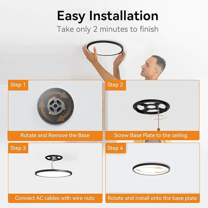 WKONCLDY 7.5Inch LED Ceiling Lights, 5 Colors Selectable (3000K/3500K/4500K/5000K/6000K) Flush Mount Ceiling Lights, Ultra Thin LED Ceiling Light Fixtures 0.87Inch for Living Room