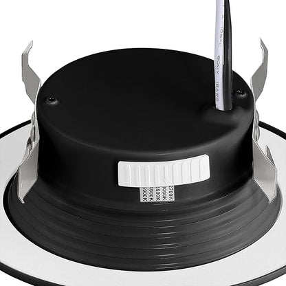 DESIGNERS FOUNTAIN LED Recessed Ceiling Light, 4 Inch 5CCT Downlight Metal Lighting Fixture, Dimmable, 1000 Lumens, 2700K/3000K/3500K/4000K/5000K, Black Baffle Retrofit Trim, EVL40893T50BK
