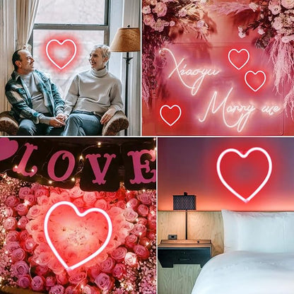Heart Neon Signs Valentine’s Day Lights, Love LED Signs USB/Battery Operated Night Lights for Home, Wall, Mother’s Day, Wedding, Christmas Decor-Heart(Red)