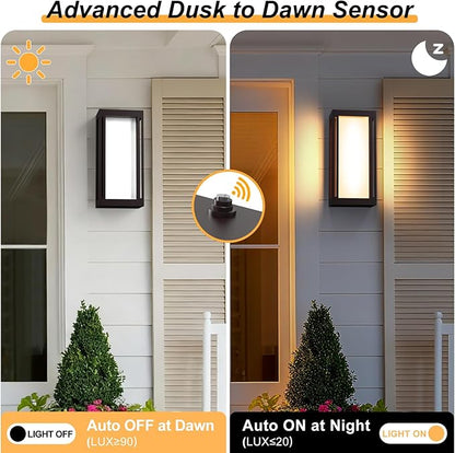 Dusk to Dawn Outdoor Wall Sconce, 3000K LED Outdoor Wall Lights Fixture for Patio, Waterproof Wall Mount Outside Light, 14.5in Outdoor Lanterns for Home, Porch, Front Door, 1 Pack