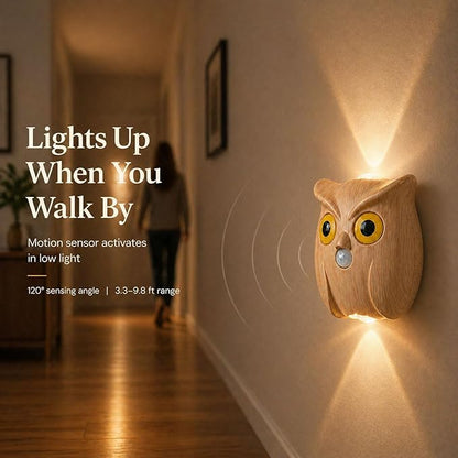 2-Pack Timber Owl Wall Lamp, Cute LED Night Light for Bedroom Decor, Warm Ambient Lighting for Kids Room, Nursery & Hallway, Creative Animal Wall Light, Gift for Home Decoration