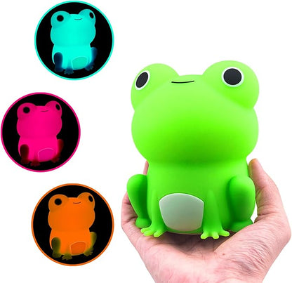 OkiyiD Frog Night Light for Nursery, Rechargeable Dimmable Bedside Lamp with Touch Control(ABS+SIL), Portable Kids Gift for Girls, Boys, Babies