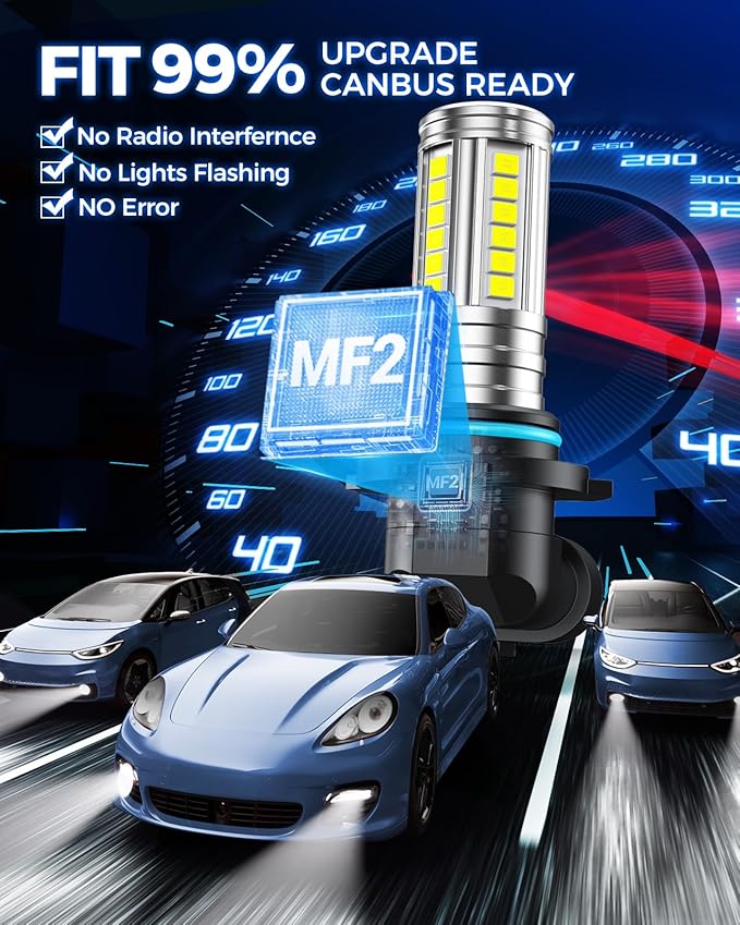 Marsauto 9006 HB4 Fog Light Bulbs, 12,000LM 1:1Size Real 360° Illumination HB4 Led Fog Light Bulbs, 6500K White Strong Penetration, Upgraded LED Chips HB4 Fog Lights Led, Accessory Light Kits