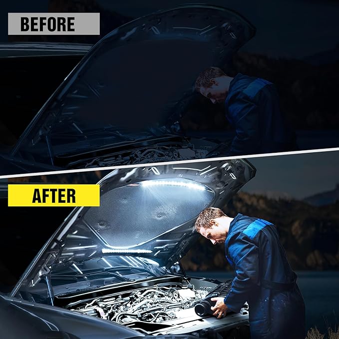 Nilight 2pcs Under Hood Light Strip 42LED Waterproof Underhood Work Light with On/Off Switch Blade Fuse Engine Bay Repair Light White 12V for Car Truck SUV