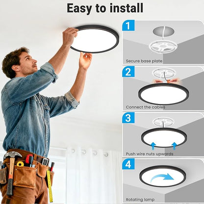 2 Pack LED Flush Mount Ceiling Light,7Inch 15W,3000K/3500K/4000K/5000K/6500K 5 Color Temperatures Ceiling Light Fixture for Kitchen Porch Hallway Bedroom Bathroom Closet,Oil-Rubbed Bronze