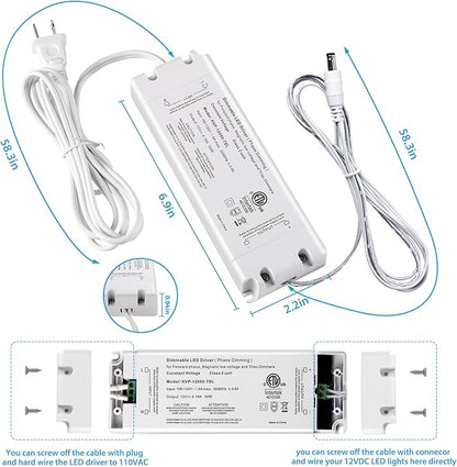Litever Under Cabinet LED Lighting Kit Dimmable by AC Wall Dimmer. Plug in or Hardwired LED Driver. Super Bright Linkable Light Bar for Kitchen Cabinet Counter Shelf. 35W 2000 Lumen. Daylight 5000K