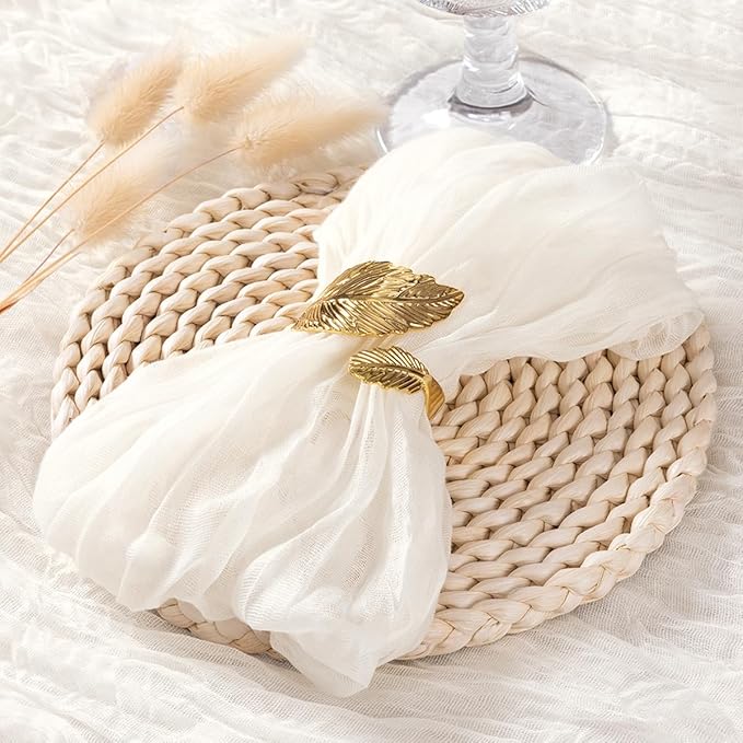 Socomi Ivory White Cheesecloth Napkins Summer Cheese Cloths Gauze Set of 24 Boho Washable Dinner Table Napkins for Wedding Party Baby Shower Birthday Party Decor