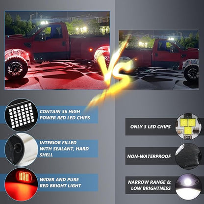Rock Lights Ultra Bright LED Neon Underglow Lights Waterproof for Trucks Pickup SUV UTV ATV RZR Car Boats Motorcycle (Red, 20 Pods+ 33ft Wire Harness)
