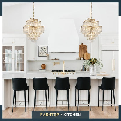 7-Tier Luxury Gold Crystal Chandelier 12 Lights 20" Modern K9 Crystal Pendant Chandelier Light Fixture for Living Room Dining Room Bedroom Kitchen Foyer Entryway, E12