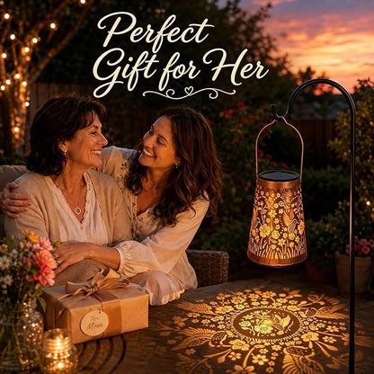 LeiDrail Hummingbird Solar Lanterns Outdoor, 4 Pack Metal Hanging Garden Lights, Waterproof Vintage Copper Decorative Lantern Set for Yard Patio Porch, Gifts for Women Mom Grandma