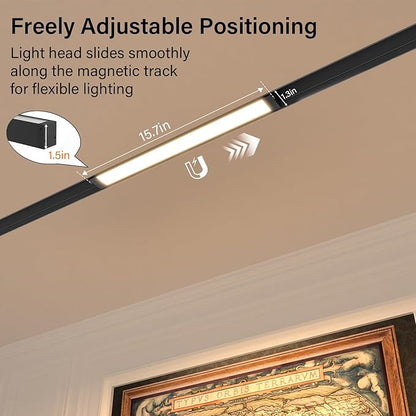 2 Pcs Magnetic Floodlight Track Head, 24V 15W LED Lamp for Track Light, Dimmable Linear Floodlight with APP & Remote Control, Adjustable 3000K-6000K Color Temperature, for Ceiling Lighting