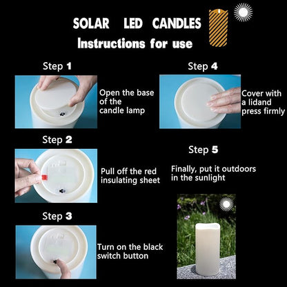 Large Solar Candles Outdoor Waterproof, 4.5" x 6" Ivory White Flameless Candles, Dusk to Dawn Light Sensor, LED Rechargeable Pillar Solar Candles for Outdoor Lanterns, Patio Decor, Set of 2