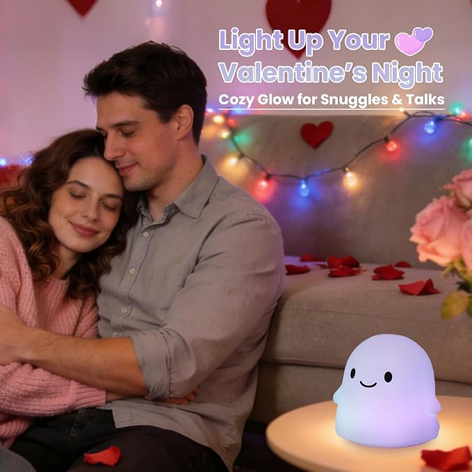 Ghost Night Light Color Changing, Cute Cloud Decor with Colors & 50Hrs, Tap Control Light Up Ghost for Kids, Rechargeable Halloween Gifts, [Mothers Day Gifts]