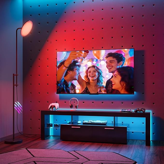 SUNMORY RGB Floor Lamps for Living Room, 32W/3000LM Bright LED Standing Lamp with Remote Control, Adjustable Tall Lamp with Stepless Dimmable, Modern Torchiere Corner Lamp for Gaming Room, Bedroom