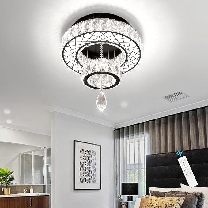 HAIXIANG Chandelier Bedroom LED Light Modern Hallway Ceiling Lighting Fixtures for Kitchen Dining Room Kitchen Remote Dimmable Black Lights