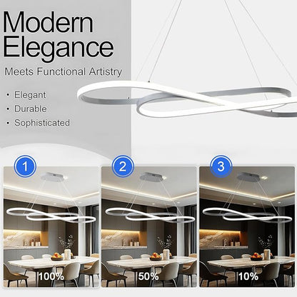 Dimmable Modern LED Chandelier Contemporary Led Pendant Light Fixture Color Temperature 3000K-4000K-5000K Creative Design Kitchen Chandelier Light Fixture Adjustable Hanging Lamp
