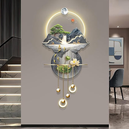 LED Light Decor Wall Art, 3D Art Wall Decor with Light, Decors Walls Sculptures Large 3D Art, Decors Walls Sculptures Lighting Modern, Plug-in Power Supply, Blue A, 23x53in