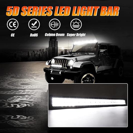 Auxbeam 32" LED Light Bar 180W Off Road Driving Lights LED Work Light Spot Flood Fog Lamp 5D Lens with Wiring Harness for Car, Truck, Offroad Vehicle, ATV, UTV, Pickup