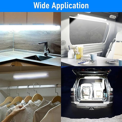 Linkstyle 2PCS 12V Interior LED Light Bar, 48 LEDs Slim Light Strip with Switch, 6500K White Lighting Lamp for Car Truck RV Van Trailer Boat