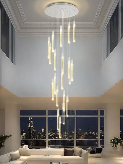 Flashing God High Ceiling Chandelier for Foyer Long Chandeliers for High Ceilings Hanging Light Fixtures for Staircase Entryway Living Room