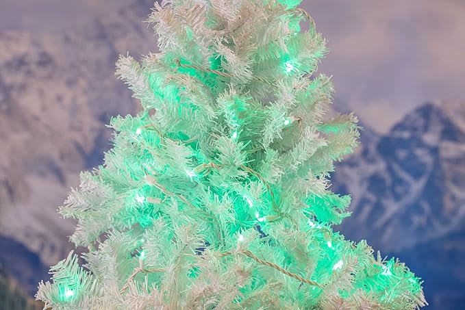 Novelty Lights 25ft Christmas String Lights, 50 Green LED Bulbs on White Wire, 6" Spacing, Connectable Indoor Outdoor Commercial Grade Lighting for Holidays Patio Weddings