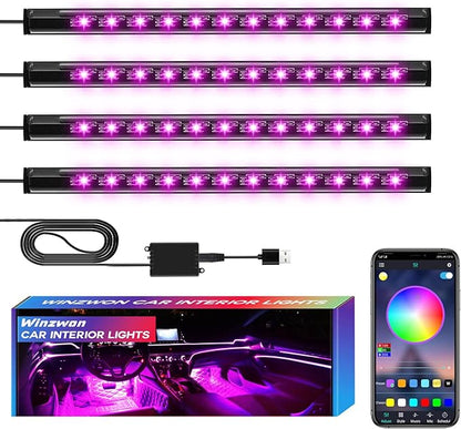 Winzwon Led Lights for Car Accessories Interior, Gifts for Mothers Day Him Her Men Women Teen Boys Girls, APP Control with USB Port Color Change Lights for Truck Decor