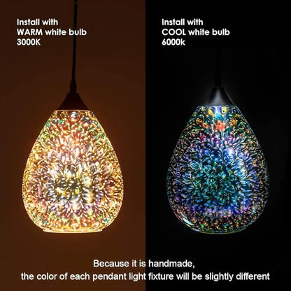Yisuro Modern 3D Pendant Lights Kitchen Island 1 Pack, Farmhouse Colorful Glass Pendant Light with Clear Globe Shade, Kitchen Island Lighting for Dining Room Entryway, 7.8-inch Diameter