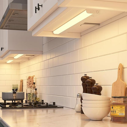 Getinlight 18-inch Hardwired Only 3 Color LED Under Cabinet Lighting, Selectable 3000K/4000K/5000K, Dimmable, Matte White Finished, ETL Listed, IN-0201-12-WH-345K