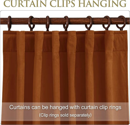 StangH Burnt Orange Curtains, Autumn Fall Decor Elegant Velvet Window Panels, Energy Efficient Super Soft Drapes for Living Room/Cafe/French Door, W52 x L102 inches, 1 Panels