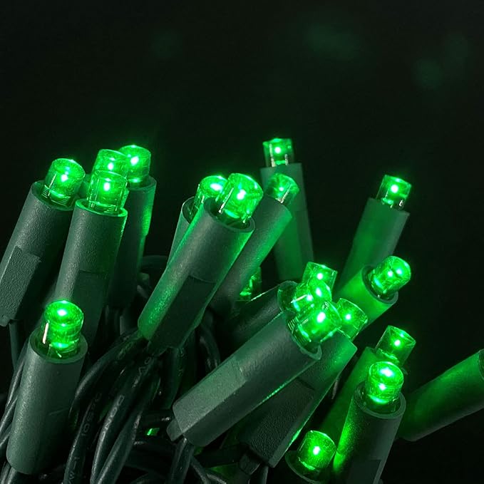 UL Listed 50 Count Dimmable 5MM Wide Angle Led Christmas Lights,Outdoor Pastel Mini Led String Lights for Garden Patio Trees Lighting Decoration,17 Feet Green Wire (Green Color)
