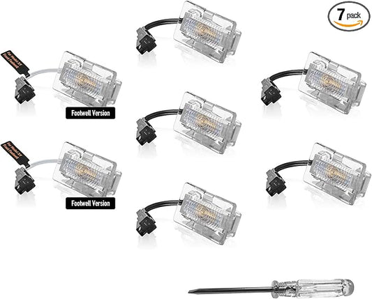 Full 7 Pieces Upgrade LED Kit for Tesla Model Y with Ultra-Bright Replacement Light Bulbs - LEDs fit Trunk, Frunk, Door Puddle, Foot-Well, etc