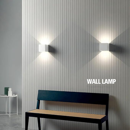 2 PCS 12W Outdoor Sconces Wall Lights LED Exterior/Interior Up and Down Lights IP65 Waterproof Modern Outdoor Lighting Fixtures Square Aluminum Exterior Wall Mount Light White 4000K Natural Lights