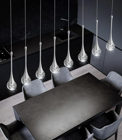 8 Light Modern Glam Crystal Rectangular Chandelier for High Ceiling LED Dimmable Ceiling Pendant Light Kitchen Island Staircase Foyer Enterway Living Room Chandelier Lighting Antique Silver
