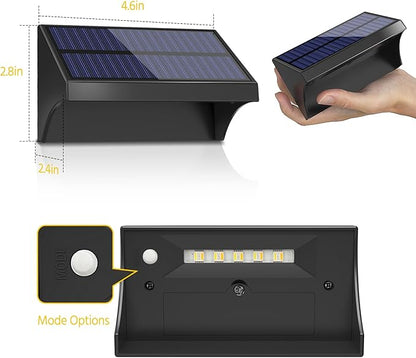 NIORSUN Outdoor Fence Lights, 10 Pack Waterproof LED Solar Fence Lights with 1500mAh Battery, Warm White/Cool White/RGB, Easy-to-Install Wall Light for Deck, Patio, Railing, Stairs, Backyard – Black