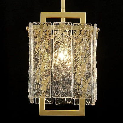 Shrine Lighting Gold Chandeliers, Modern Glass Pendnat Light for Dining Room, D6.3''×H19.5'', Adjustable 50.8'', 1 x E12 Sockets, Glass LampShade & Gold Finish Frame
