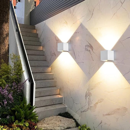 2 Pack Outdoor Wall Lights Exterior/Interior Wall Sconces Up and Down Lights IP65 Waterproof G9 Base Socket Modern Outdoor Lighting Square Aluminum White 3000K Warm Lights, Adjustable Light Angle