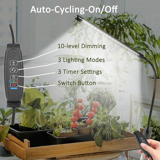 Clip On Grow Light for Indoor Plants,Full Spectrum Led Plant Grow Lights with Auto-Timer, Plant Growing Lamp for Seed Starting,Houseplants, Bonsai, Pot Plant,1 Lamp(2 Pack)