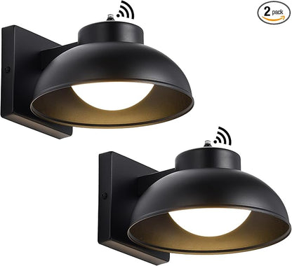 Black Exterior Light Fixtures, 2 Pack Dusk to Dawn LED Outdoor Wall Lights, 12W Integrated 3000K Farmhouse Barn Sconce, Waterproof LED Porch Lights Outdoor for Front Door, Garage, Entryway